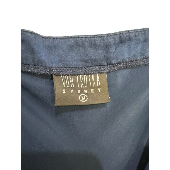 Von Troska Sydney Blue Sleeveless pure silk Maxi Dress Size Medium - Picture 3 of 8